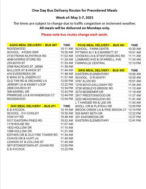 bus routes may 3